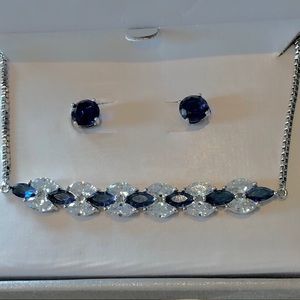 NWOT White and blue bracelet  and earrings set